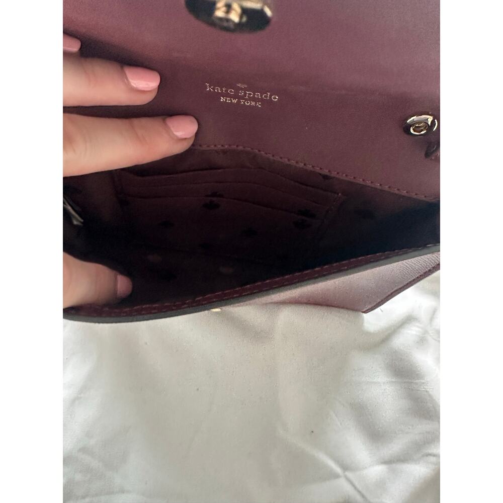 Kate Spade Brynn Small Flap Crossbody Deep Berry Burgundy - Picture 5 of 11
